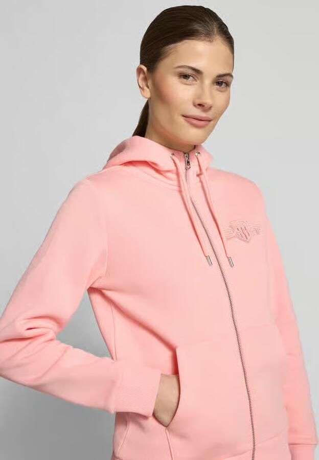 Gant Sweatjack met tweewegsritssluiting en labelstitching - Foto 3