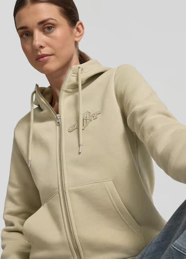 Gant Sweatjack met tweewegsritssluiting en labelstitching - Foto 2