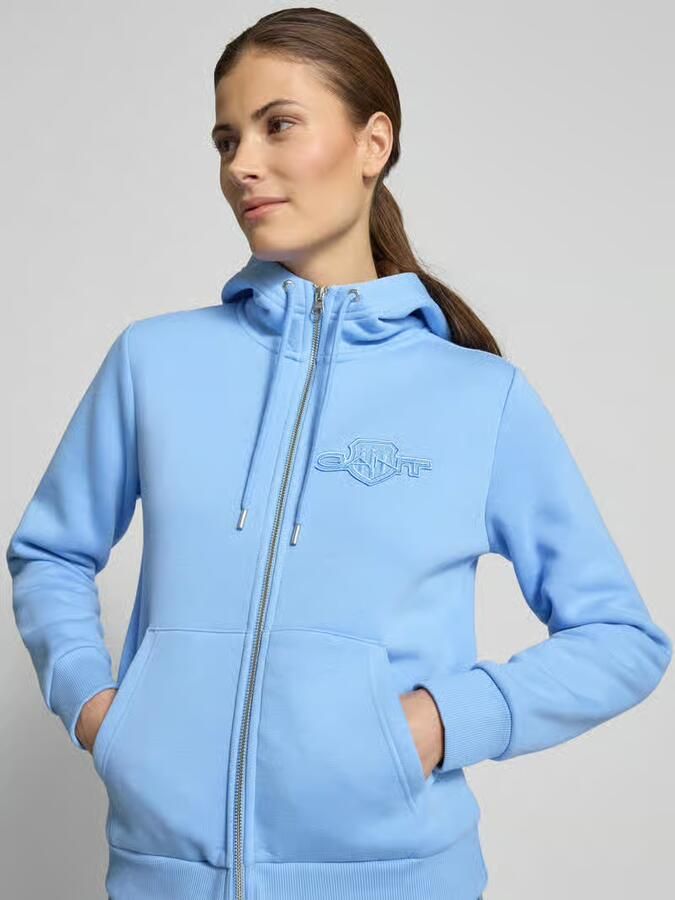Gant Sweatjack met tweewegsritssluiting en labelstitching - Foto 2