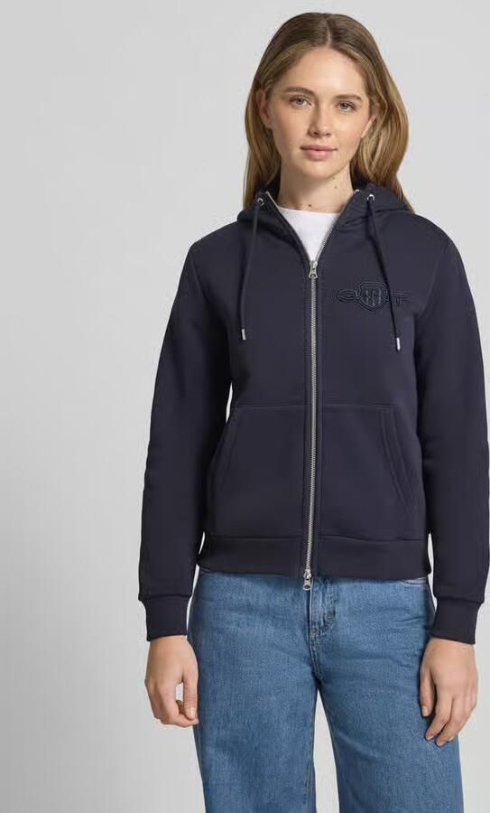 Gant Sweatjack met tweewegritssluiting en labelstitching - Foto 6