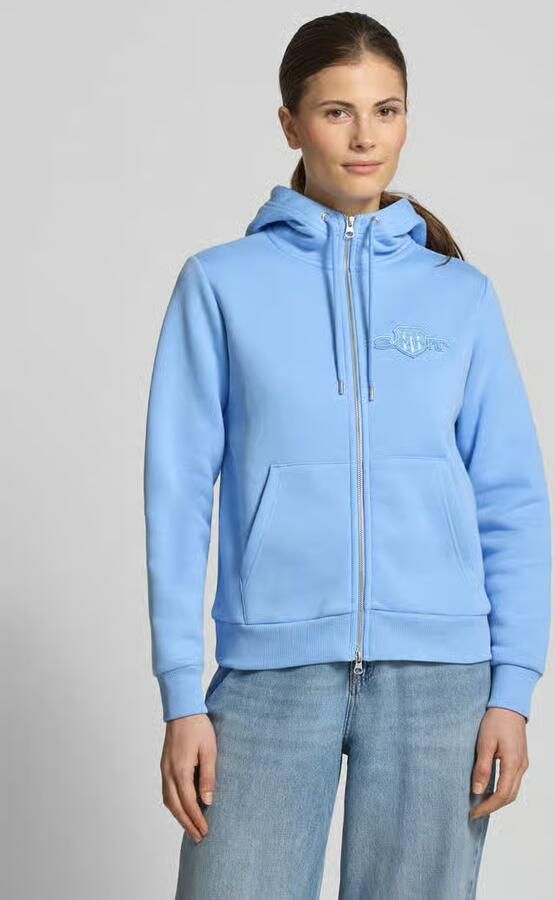 Gant Sweatjack met tweewegsritssluiting en labelstitching - Foto 3