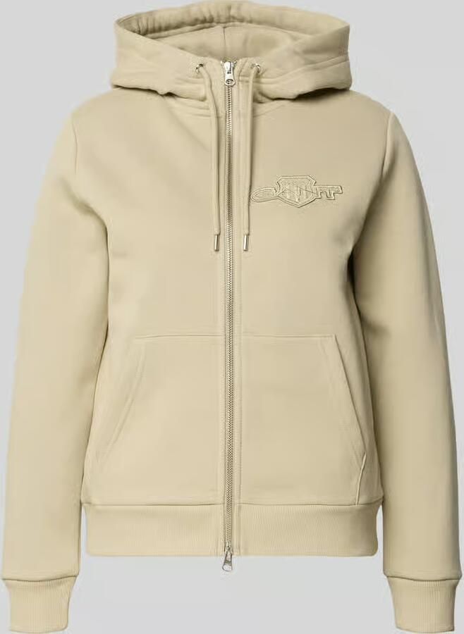 Gant Sweatjack met tweewegsritssluiting en labelstitching