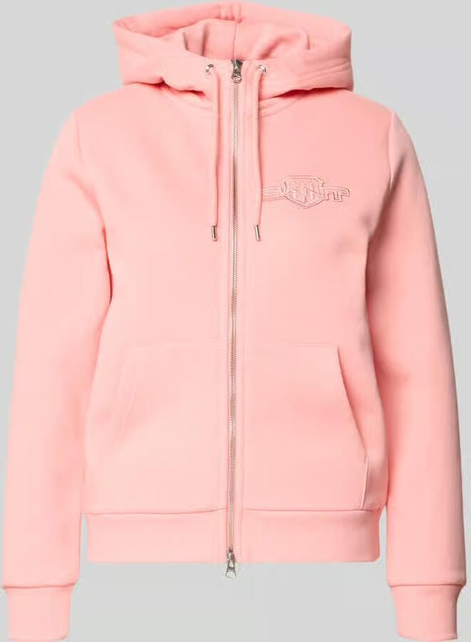 Gant Sweatjack met tweewegsritssluiting en labelstitching