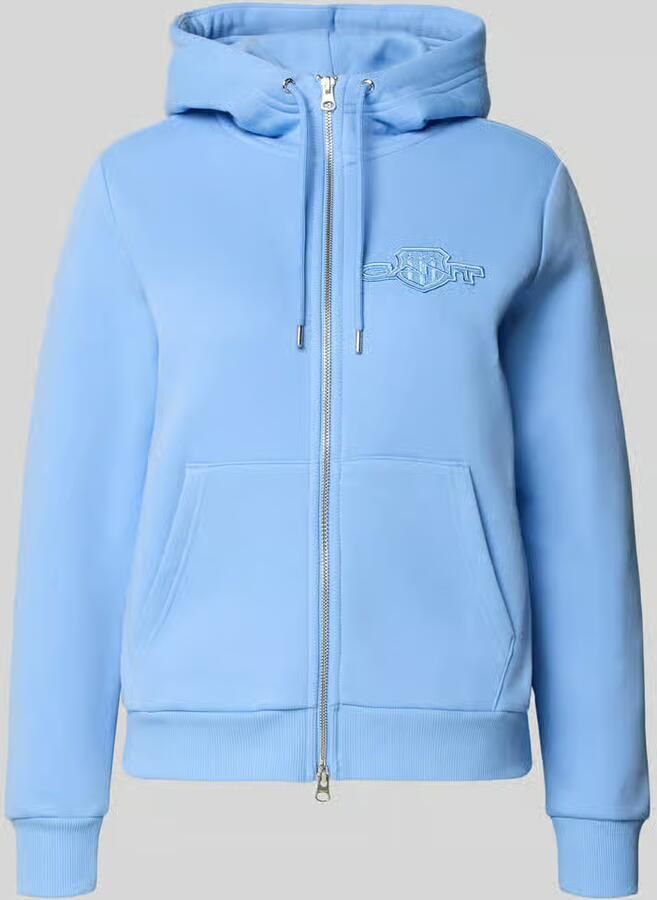 Gant Sweatjack met tweewegsritssluiting en labelstitching