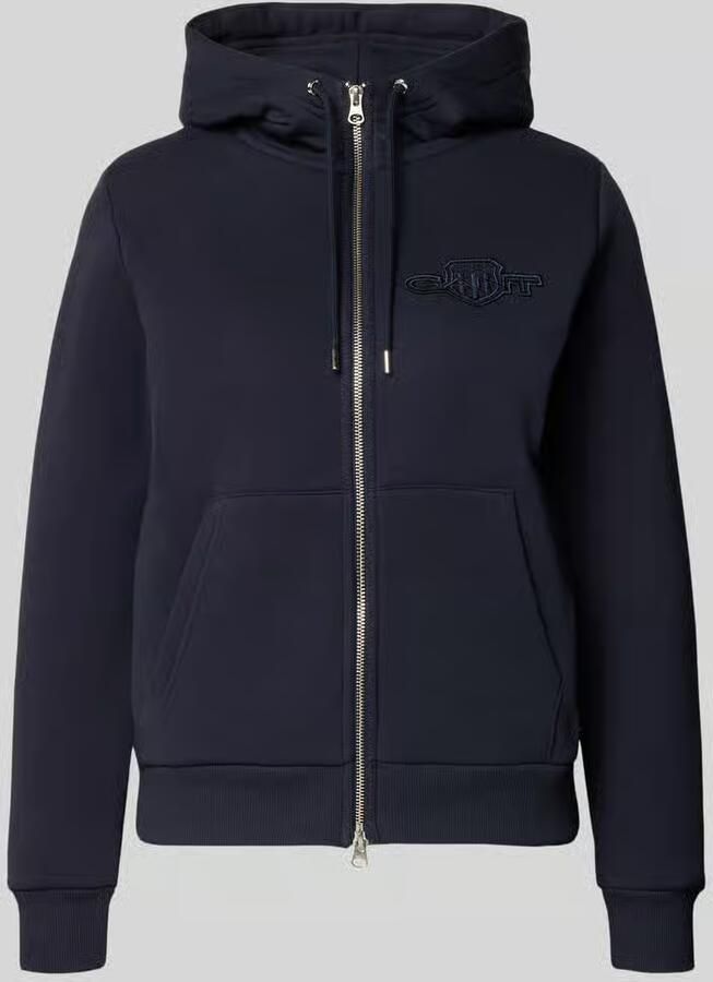 Gant Sweatjack met tweewegsritssluiting en labelstitching