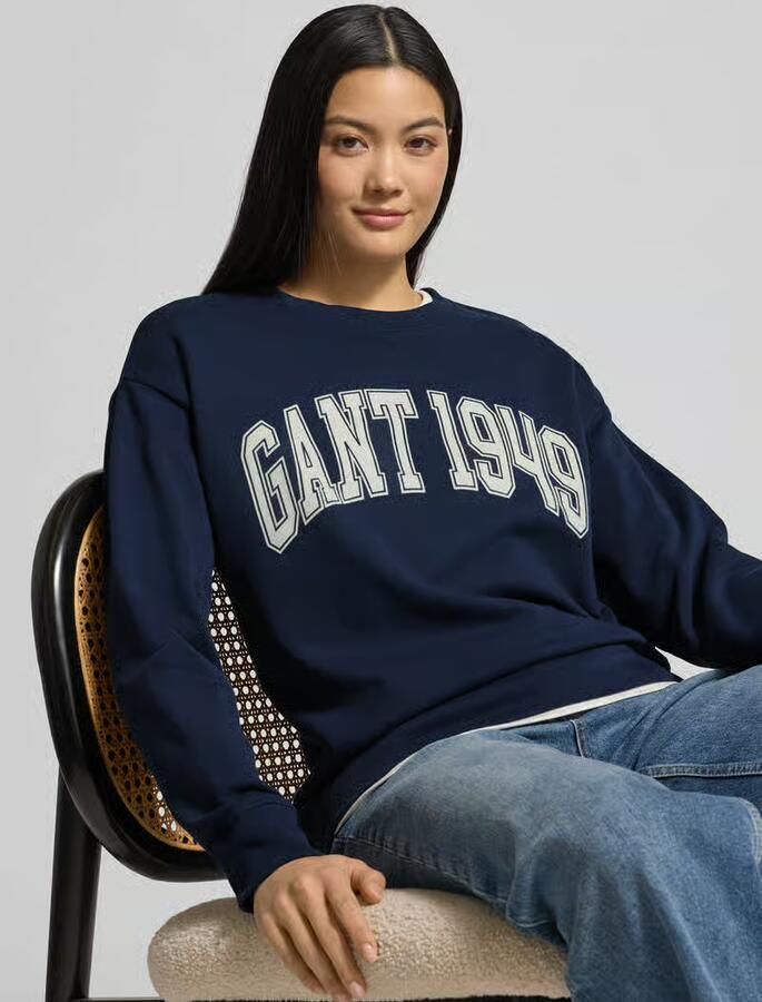 Gant sweatshirt met labelprint en ronde hals