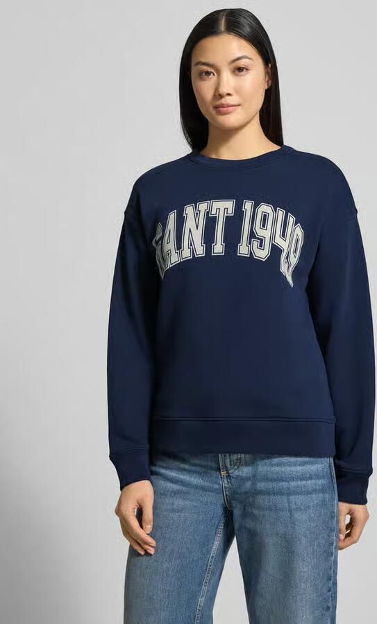 Gant sweatshirt met labelprint en ronde hals - Foto 4