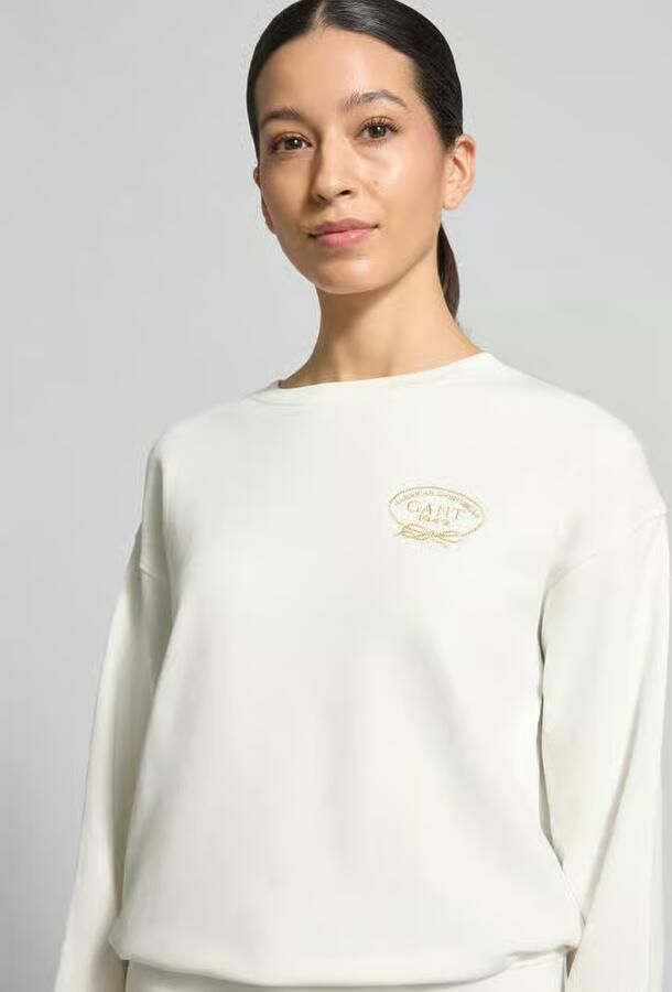 Gant regular fit blouse van mix van katoen en linnen met opstaande kraag - Foto 14