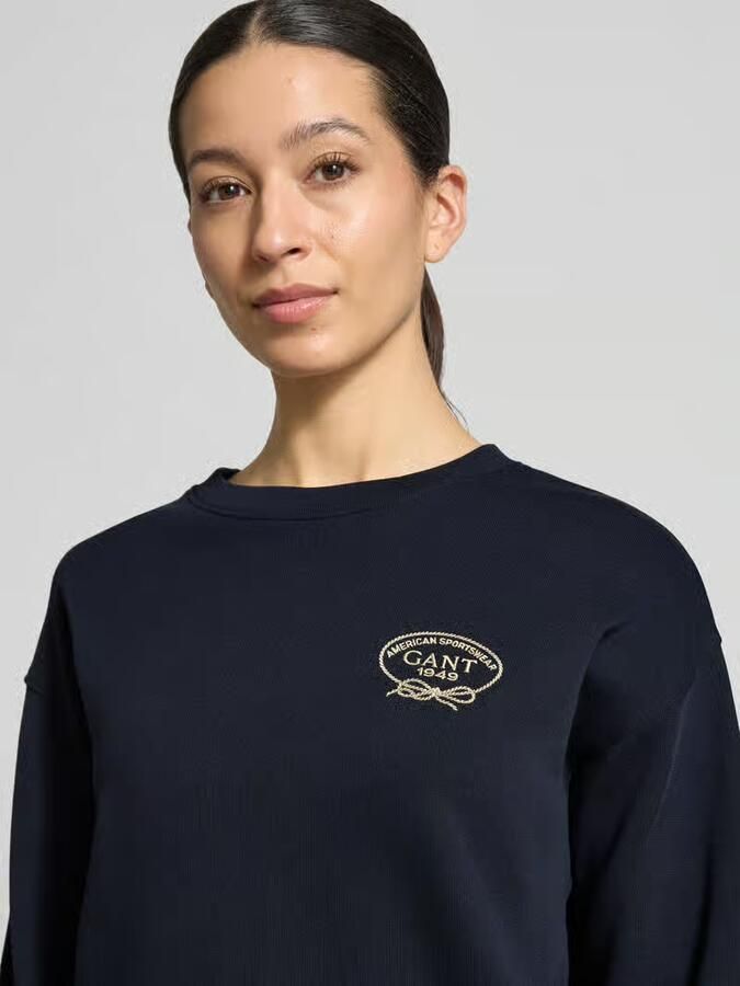 Gant sweatshirt met labelstitching en ronde hals - Foto 3