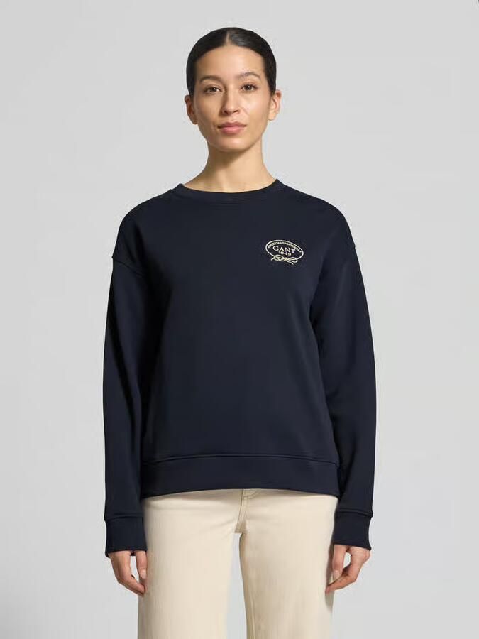 Gant regular fit blouse van mix van katoen en linnen met opstaande kraag - Foto 5