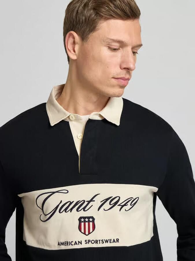 Gant Sweatshirt met polokraag en blinde knoopsluiting - Foto 2