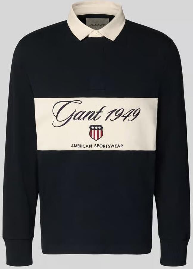 Gant Sweatshirt met polokraag en blinde knoopsluiting