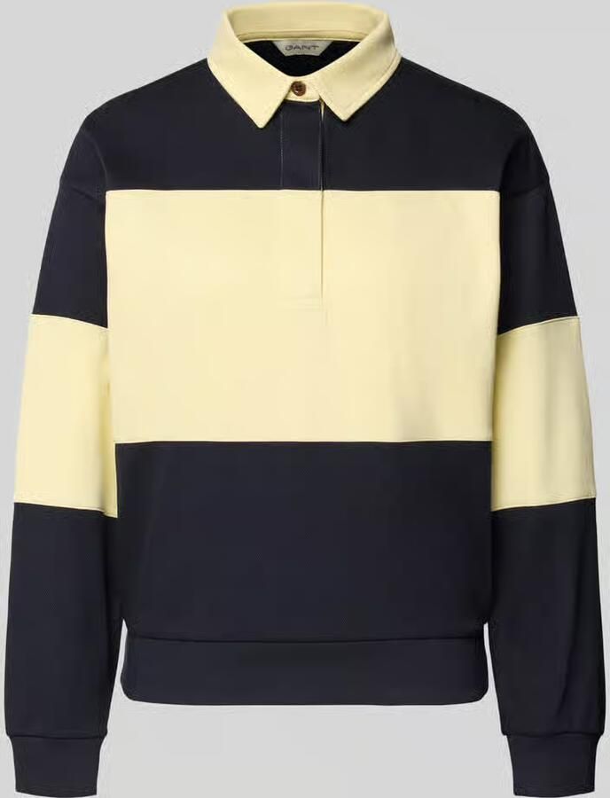 Gant Sweatshirt met polokraag en labelstitching