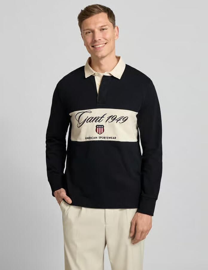 Gant sweatshirt met Polokraag en verborgen Knoopsluiting - Foto 2