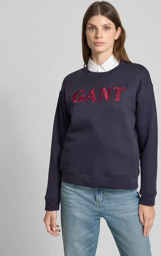 Gant Sweatshirt met ronde hals en labelstitching - Foto 2