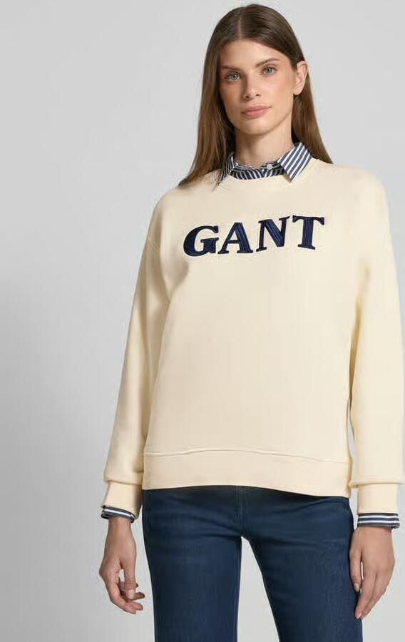 Gant Sweatshirt met ronde hals en labelstitching - Foto 2