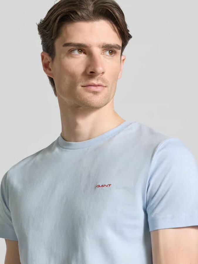 GANT regular gestreept overhemd met linnen blauw - Foto 4