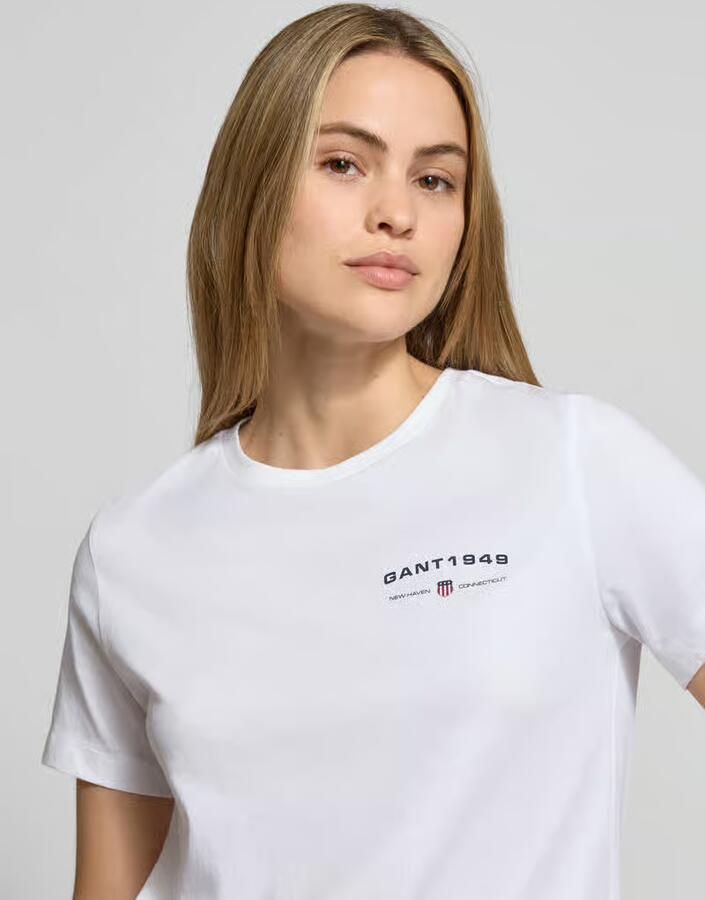 Gant T-shirt met labelprint en ronde hals - Foto 2