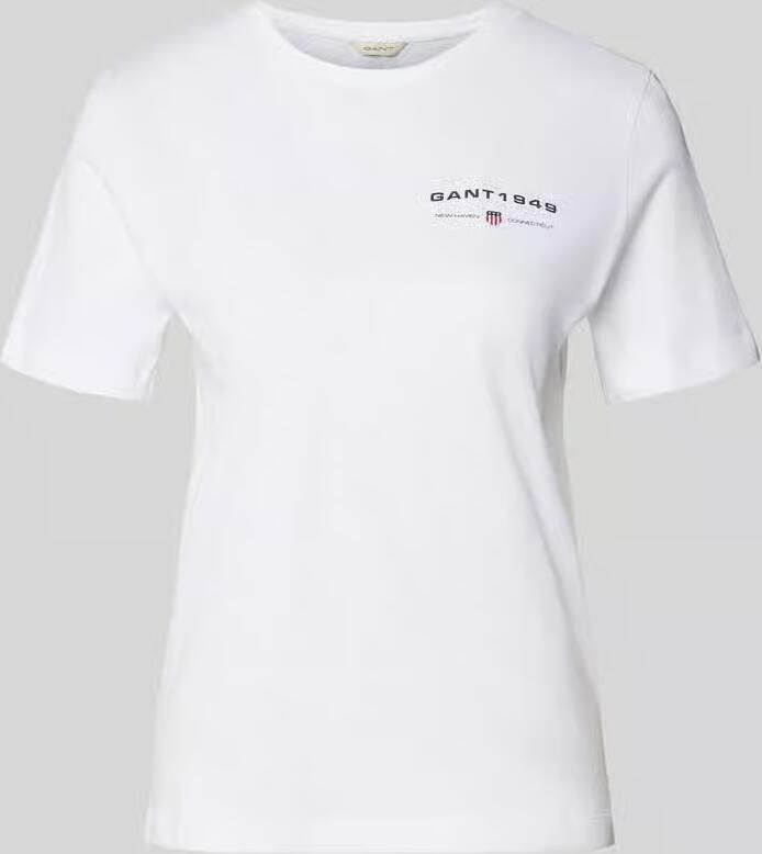Gant T-shirt met labelprint en ronde hals