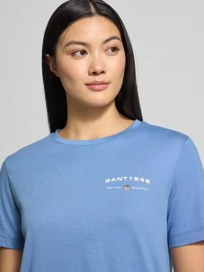Gant T-shirt met labelprint en ronde hals
