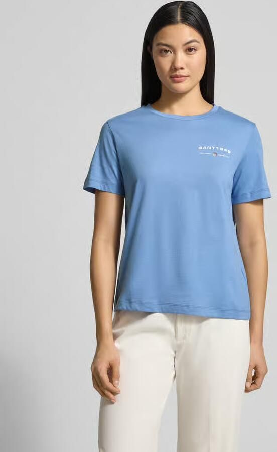 Gant T-shirt met labelprint en ronde hals - Foto 3