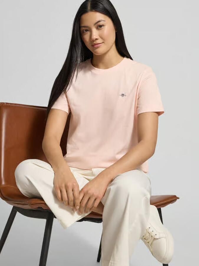 Gant T-shirt met labelstitching en ronde hals - Foto 2