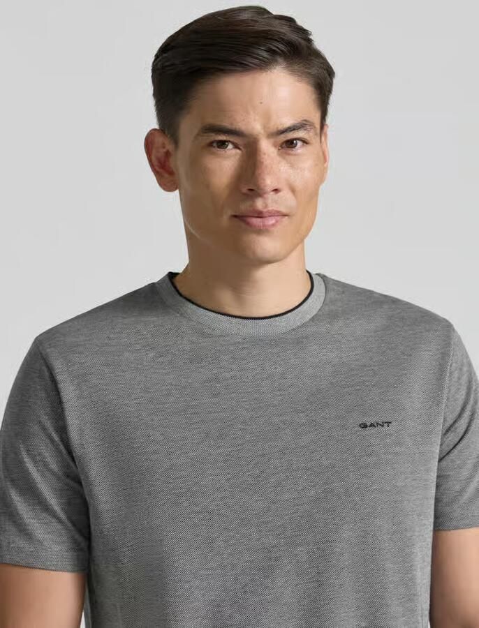 Gant T-shirt met ronde hals en labelstitching