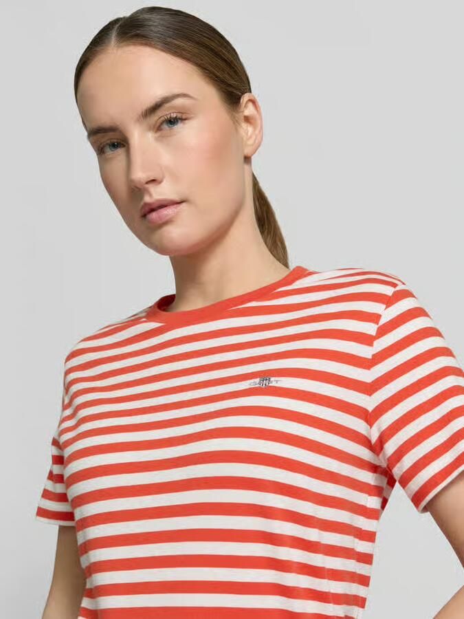 Gant T-shirt met ronde hals en labelstitching