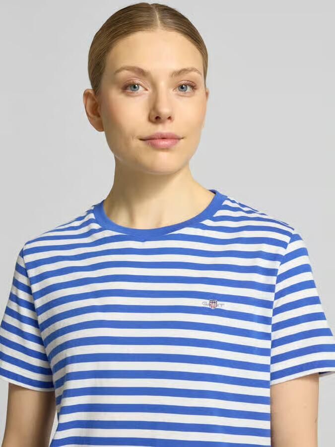 Gant T-shirt met ronde hals en labelstitching