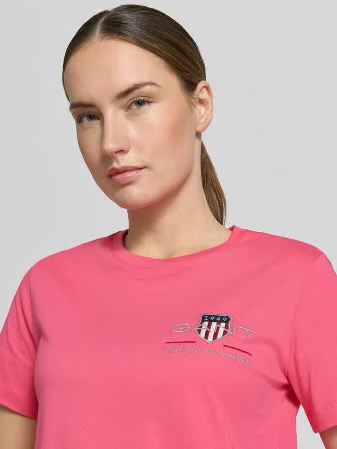 Gant T-shirt met ronde hals en labelstitching