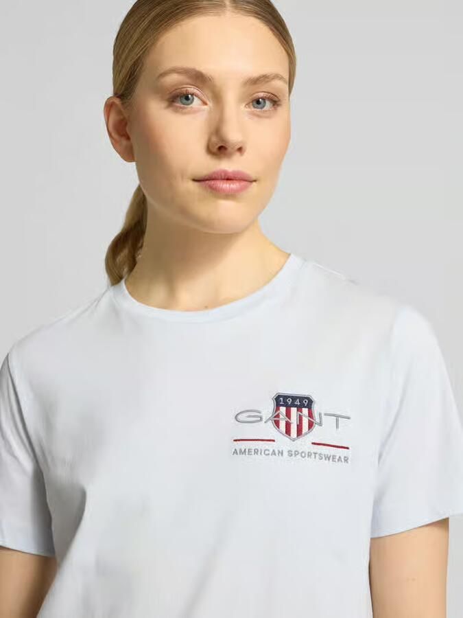 Gant regular fit blouse van mix van katoen en linnen - Foto 7