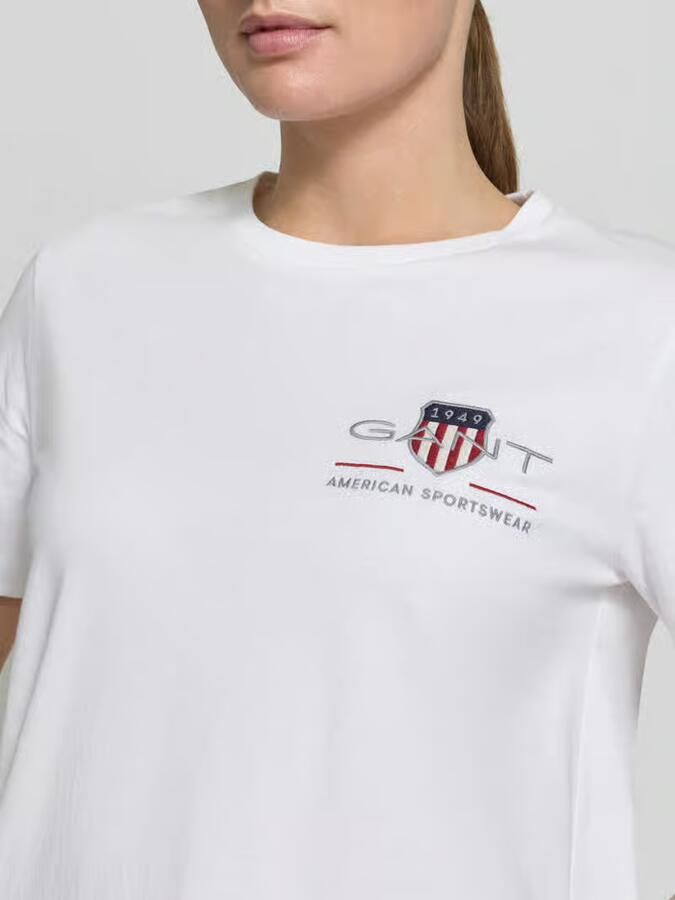 Gant T-shirt met ronde hals en labelstitching