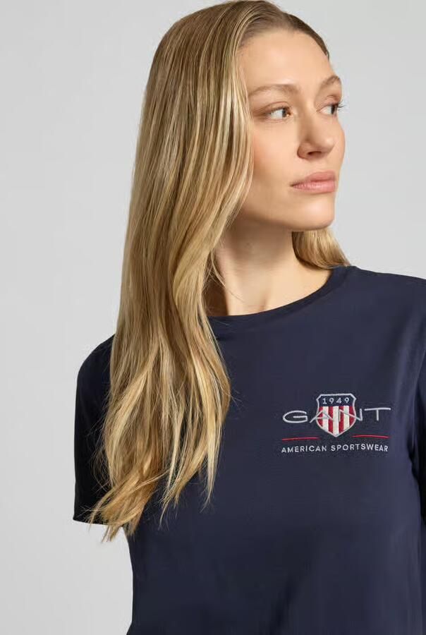 Gant T-shirt met ronde hals en labelstitching