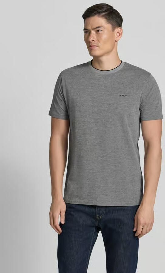 Gant T-shirt met ronde hals en labelstitching - Foto 4