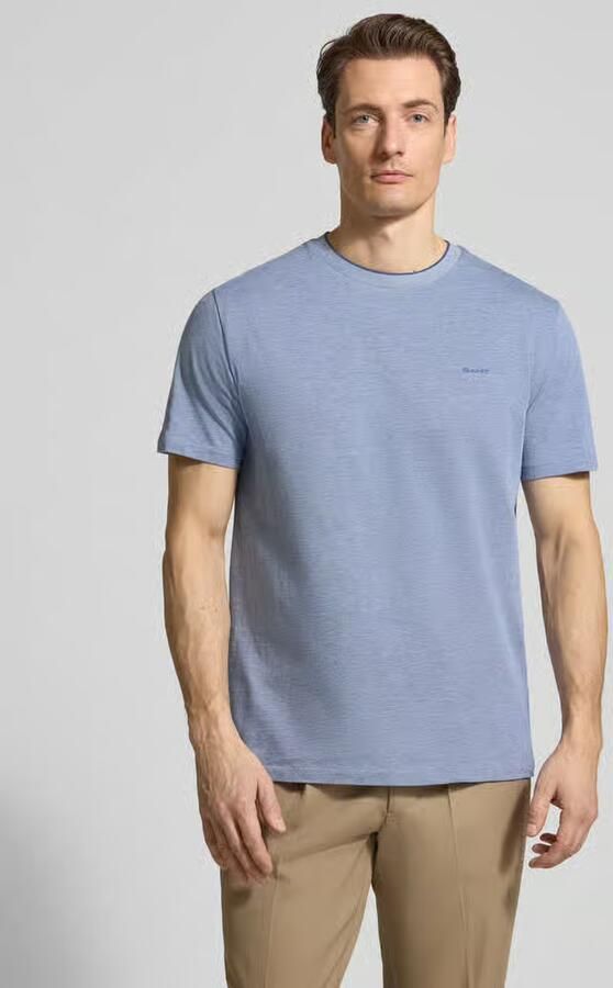 Gant T-shirt met ronde hals en labelstitching - Foto 4