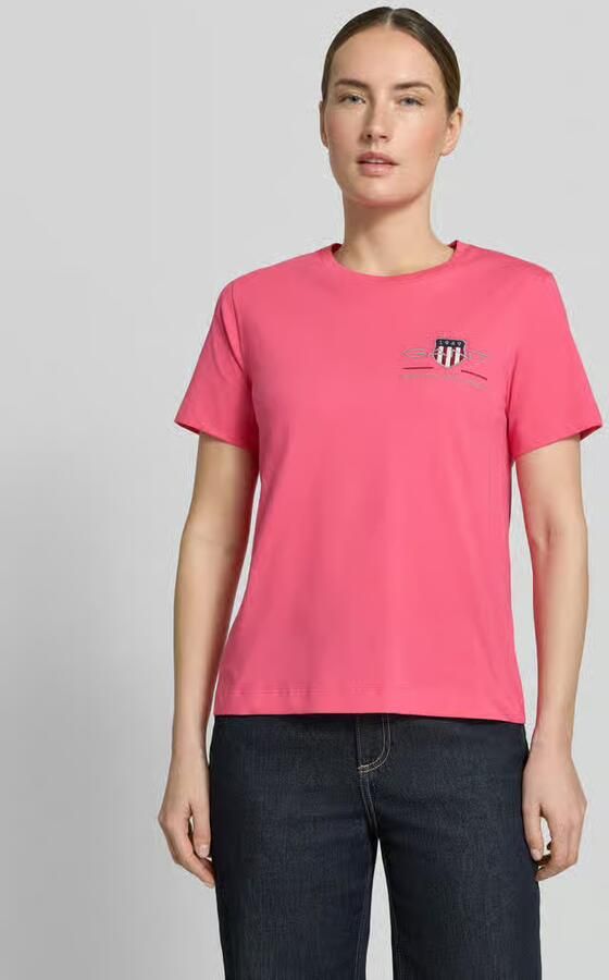 Gant T-shirt met ronde hals en labelstitching - Foto 4