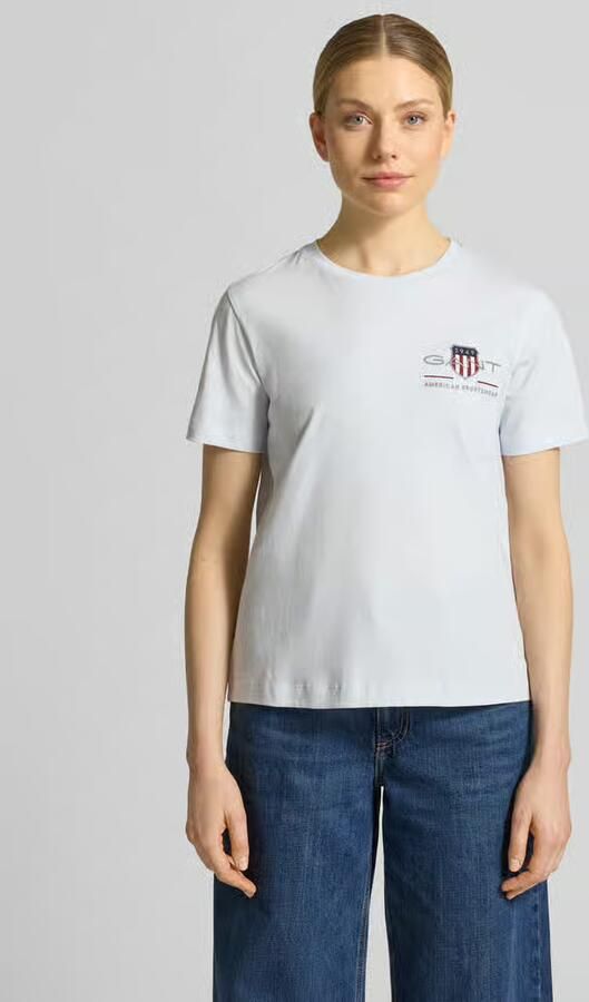 Gant regular fit blouse van mix van katoen en linnen - Foto 20