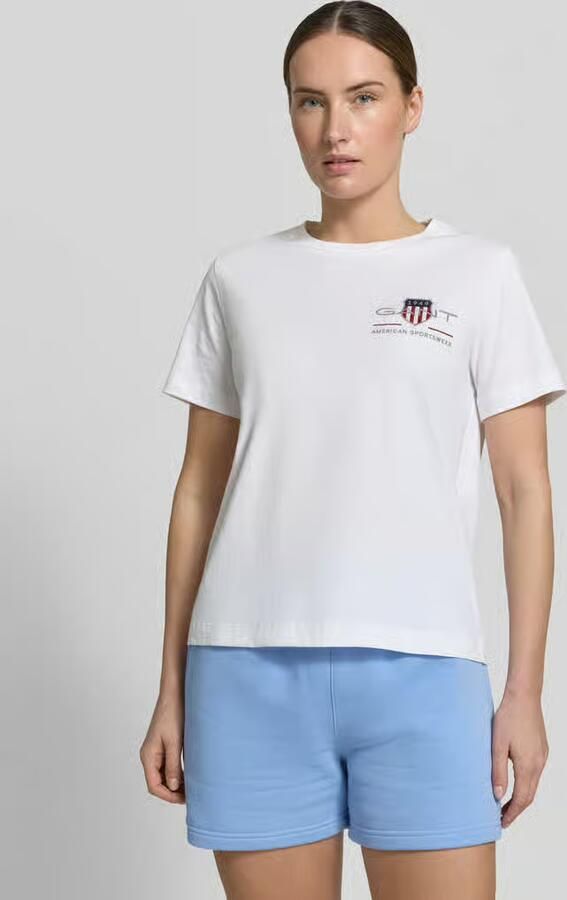 Gant T-shirt met ronde hals en labelstitching - Foto 3