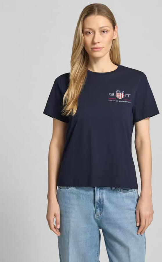 Gant T-shirt met ronde hals en labelstitching - Foto 4