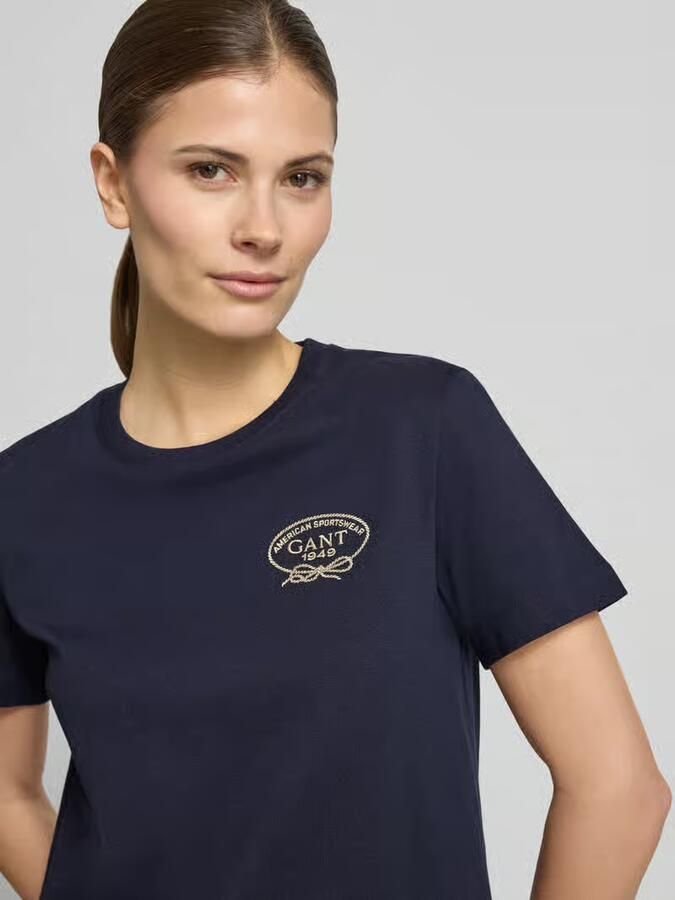 Gant sweatshirt met labelstitching en ronde hals - Foto 4