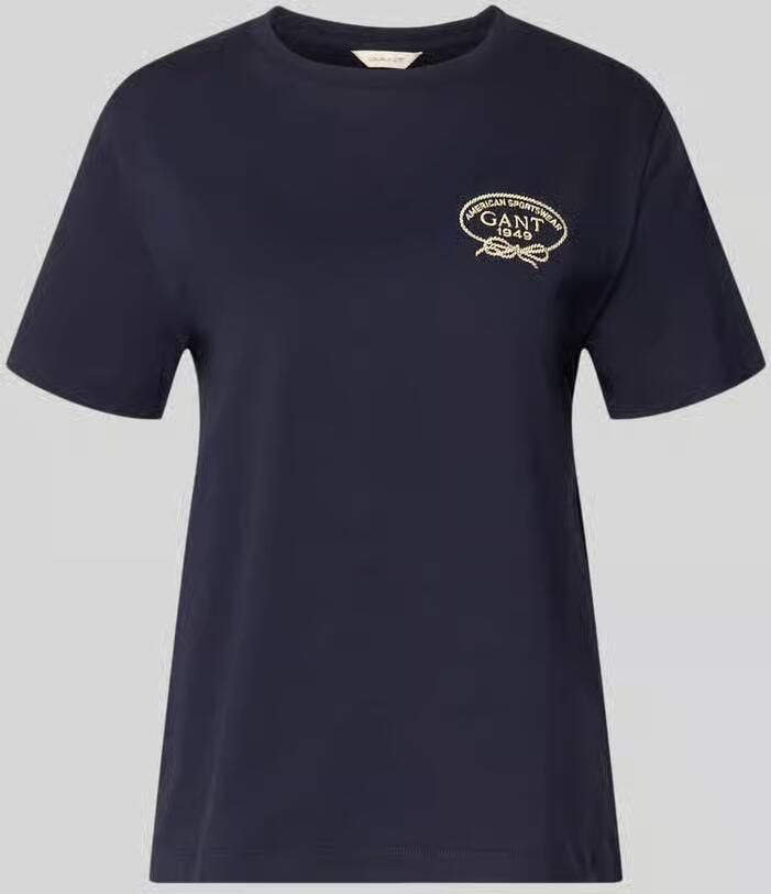 Gant regular fit blouse van mix van katoen en linnen met opstaande kraag