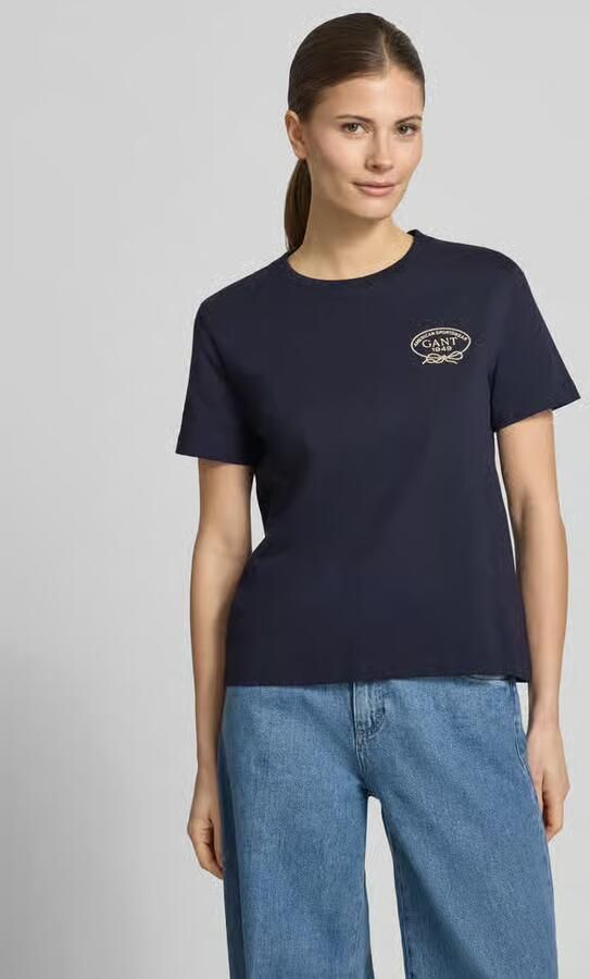 Gant regular fit blouse van mix van katoen en linnen met opstaande kraag - Foto 17