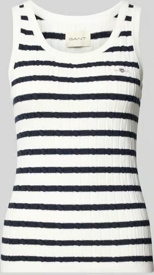 Gant Tricottop in riblook met labelstitching