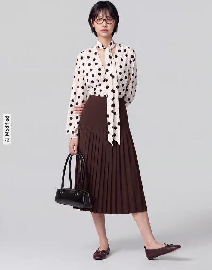 Gant Uitlopende plissé-rok met viscose - Foto 2