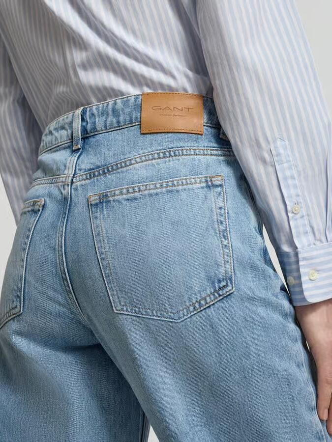 Gant regular fit blouse van mix van katoen en linnen met opstaande kraag - Foto 6
