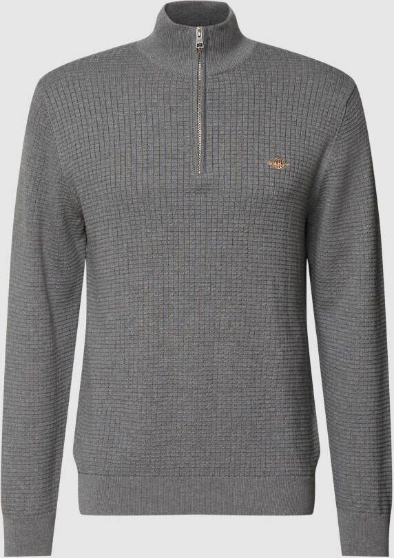 Gant Gebreide pullover met labelstitching model 'cotton texture'