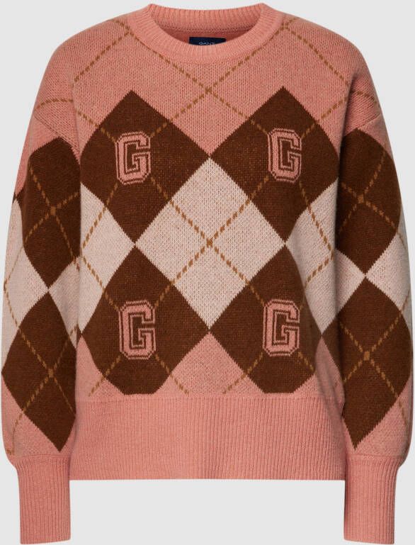 Gant Gebreide pullover met ruitmotief