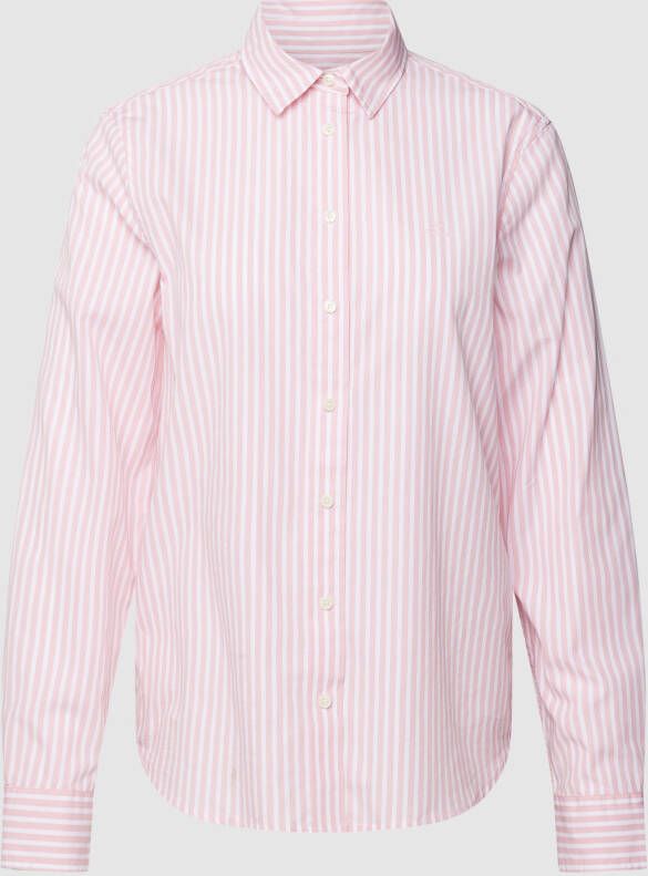 Gant Klassiek snijhemd in fijn gestreepte laken Roze Dames