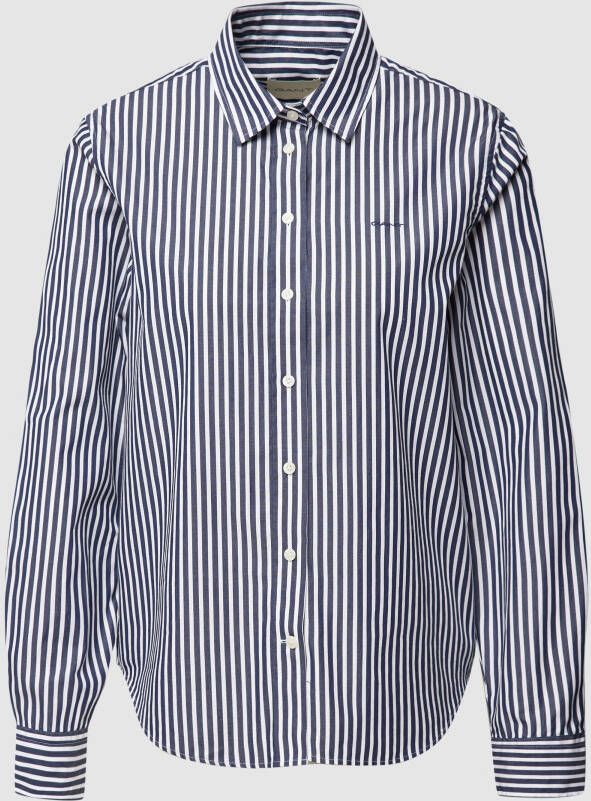 Gant Overhemdblouse REG POPLIN STRIPED SHIRT met een klein geborduurd logo op de borst
