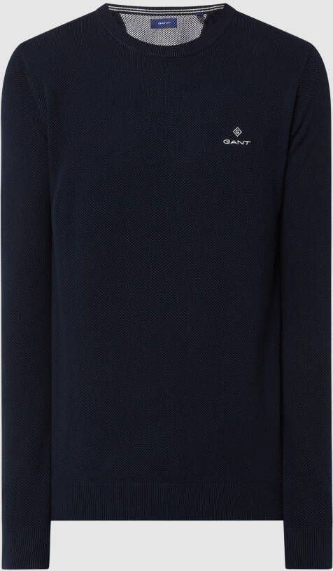 Gant Trui met ronde hals COTTON PIQUE C-NECK in piqué-structuurbreisel